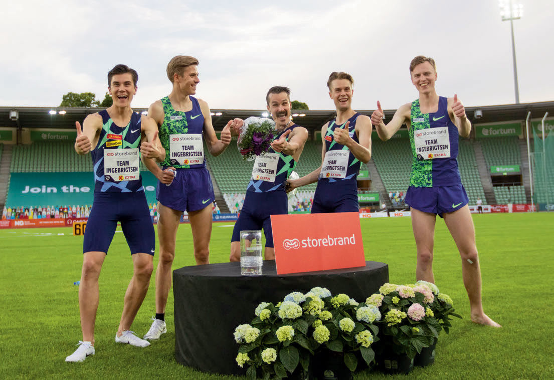 TEAM INGEBRIGTSEN: – Jeg hadde trent litt med Ingebrigtsen-brødrene, fortrinnsvis med Henrik, i et par av de foregående årene også. Men nå ble det satt mer i system. Det har betydd veldig mye for meg. Ikke minst inspirasjonsmessig. Det er høy trivselsfaktor i teamet, sier han. FOTO: EIRIK FØRDE